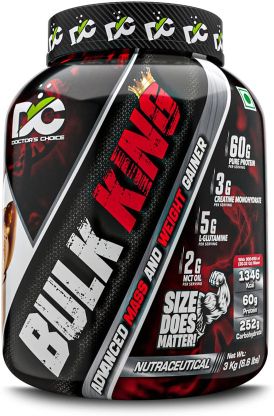 DOCTOR'S CHOICE Bulk King Advanced Mass and Weight Gainer Weight Gainers/Mass Gainers(3 kg, Choco Brownie Fudge)