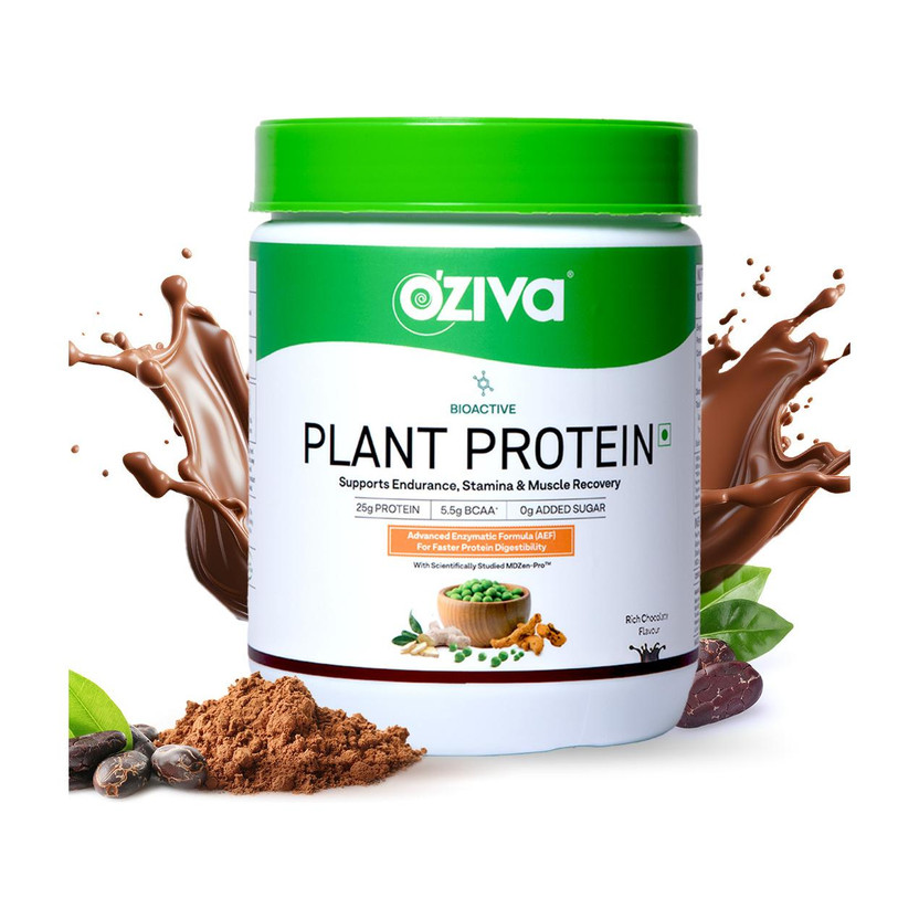 OZiva OZiva Bioactive Plant Protein (25g Vegan Protein) for Endurance & Muscle Recovery Plant-Based Protein(500 g, Chocolate) - Flipkart Deal