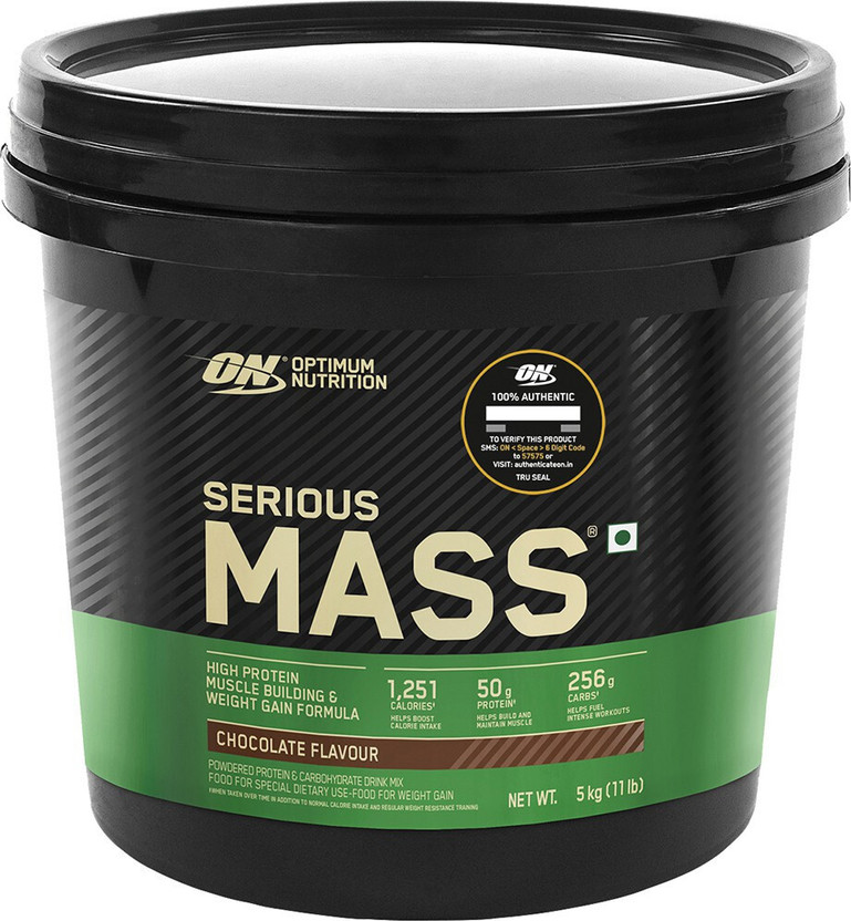 Optimum Nutrition (ON) Serious High Protein Weight / Mass Gainers with Vitamins,Minerals& Creatine Weight Gainers/Mass Gainers(5 kg, Chocolate)
