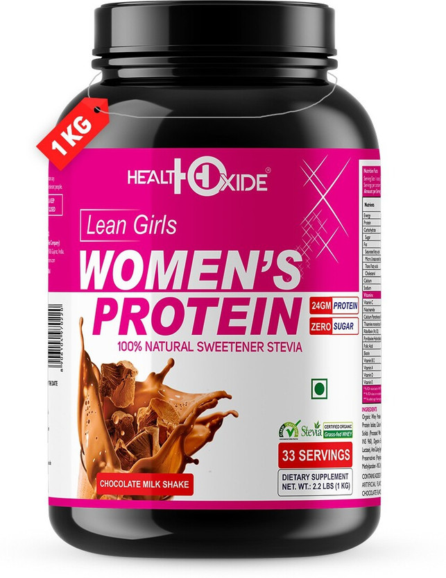 HEALTHOXIDE Women’s Protein with 100% Natural Sweetener Stevia – 1 kg (Milk Chocolate) Protein Blends(1 kg, Milk Chocolate)