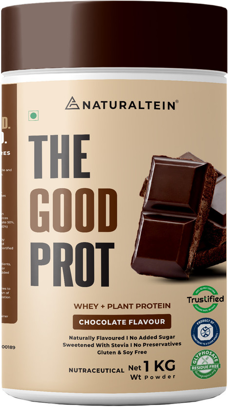 NATURALTEIN Good Prot 1kg Chocolate | 22g Protein | Natural & Clean Blend Plant-Based Protein(1 kg, Chocolate)