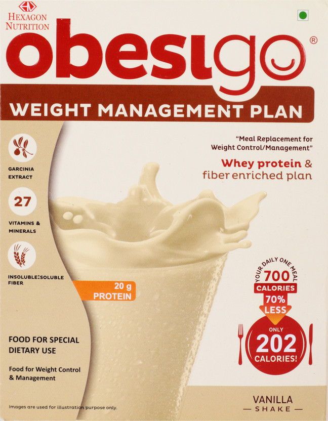 Obesigo Obesigo Meal Replacement and Weight Management Plan - Box of 7 Sachets - Vanilla Flavor- Whey Protein(350 g, Vanilla) - Flipkart Deal