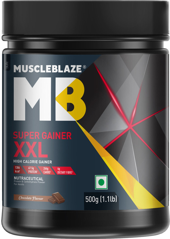 MUSCLEBLAZE Super XXL, For Muscle Weight Gainers/Mass Gainers(500 g, Chocolate)
