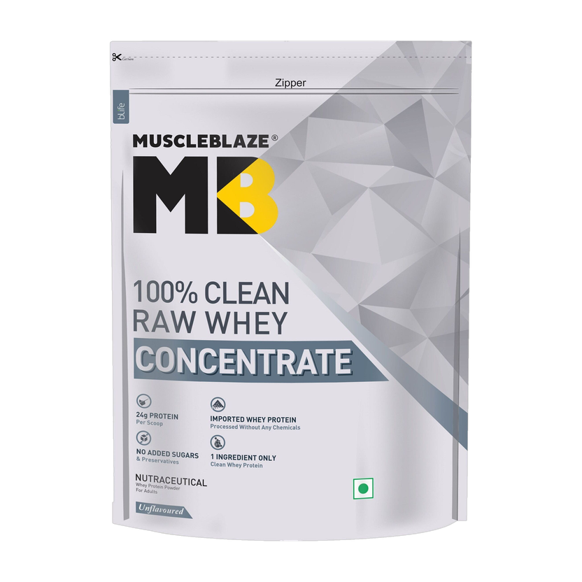 MUSCLEBLAZE 100% Clean Raw Concentrate Whey Protein(2 kg, Unflavored)