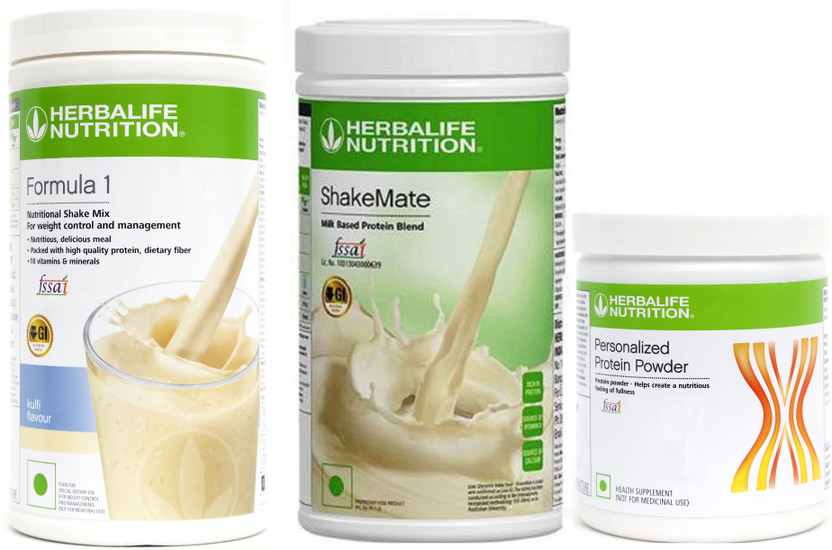 Herbalife Nutrition formula 1 kulfi 500g + shakemate 500g + protein powder 200g Plant-Based Protein(500 g, 500 g, 200 g, kulfi, milk powder, soy isolate)
