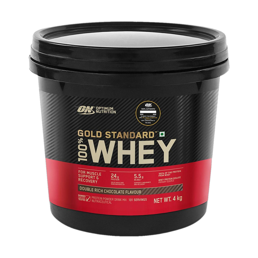 Optimum Nutrition (ON) Gold Standard 100% Whey Protein Powder - Primary Source Isolate Whey Protein(4 kg, Double Rich Chocolate)