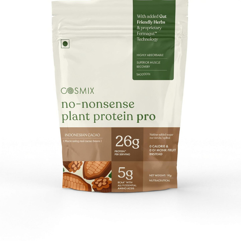 COSMIX COSMIX No-Nonsense Plant Protein Pro,26g Protein,Light On Gut, Superior Muscle Recovery Plant-Based Protein(1000 g, Indonesian Cacao) - Flipkart Deal