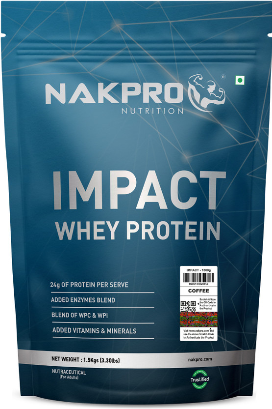 Nakpro Nutrition Impact Whey Protein Whey Protein(1.5 kg, Coffee)