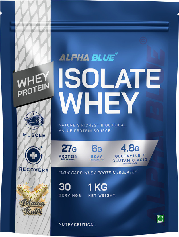 ALPHABLUE Isolate Whey Protein | Nature’s Highest Biological Value Protein Source Whey Protein(1 kg, MAWA KULFI)