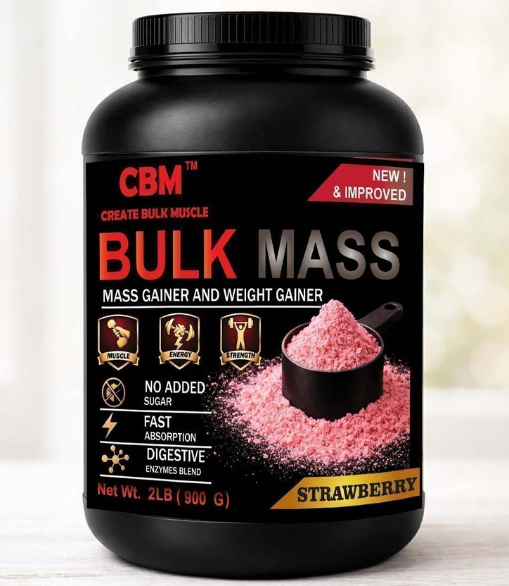 CREATE BULK MUSCLE Bulk Mass Strawberry 6lb Weight Gainers/Mass Gainers(2827 g, Strawberry)