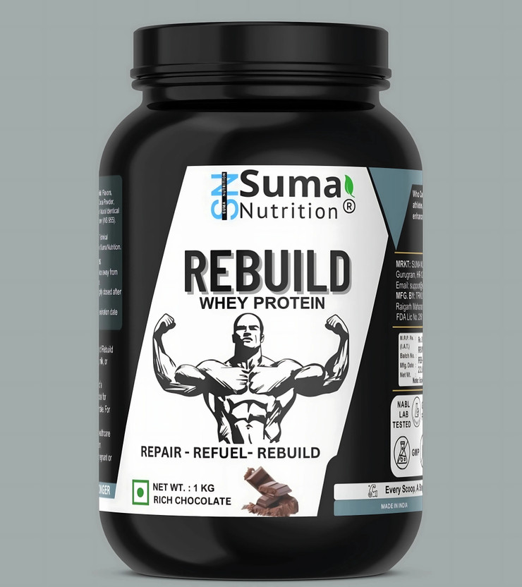 sumanutrition REBUILD Whey Protein Concentrate Powder 35g with DigeZyme – Ideal for Beginners Whey Protein(1 kg, Rich Chocolate)