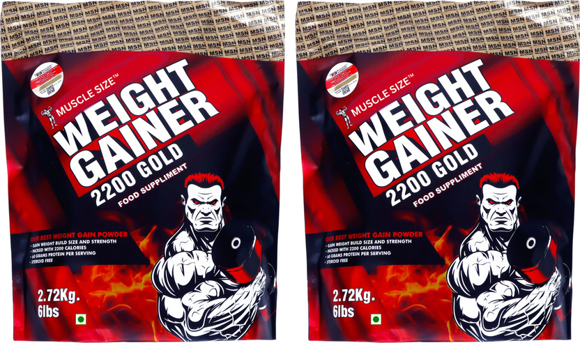 MUSCLE SIZE Weight Gainer 2200 Gold Food Supplement combo pack of 2 (6+6lbs) Weight Gainers/Mass Gainers(5.44 kg, RABRI KULFI)