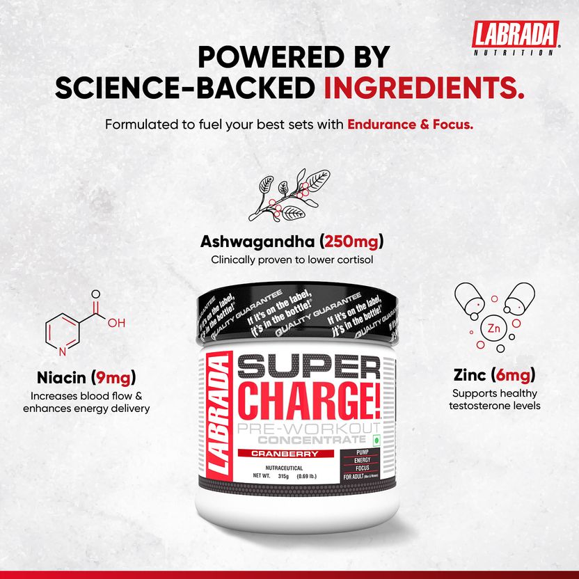 SuperCharge Pre Workout Cranberry | 0 added Sugar | 63 Servings Pre Workout 2
