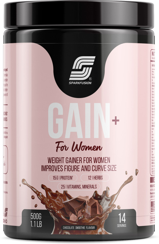 Sparkfusion Gain+ Women Weight Gainer For Improves Figure Chocolate Smoothie flavour 500 gm Weight Gainers/Mass Gainers(500 g, Chocolate)