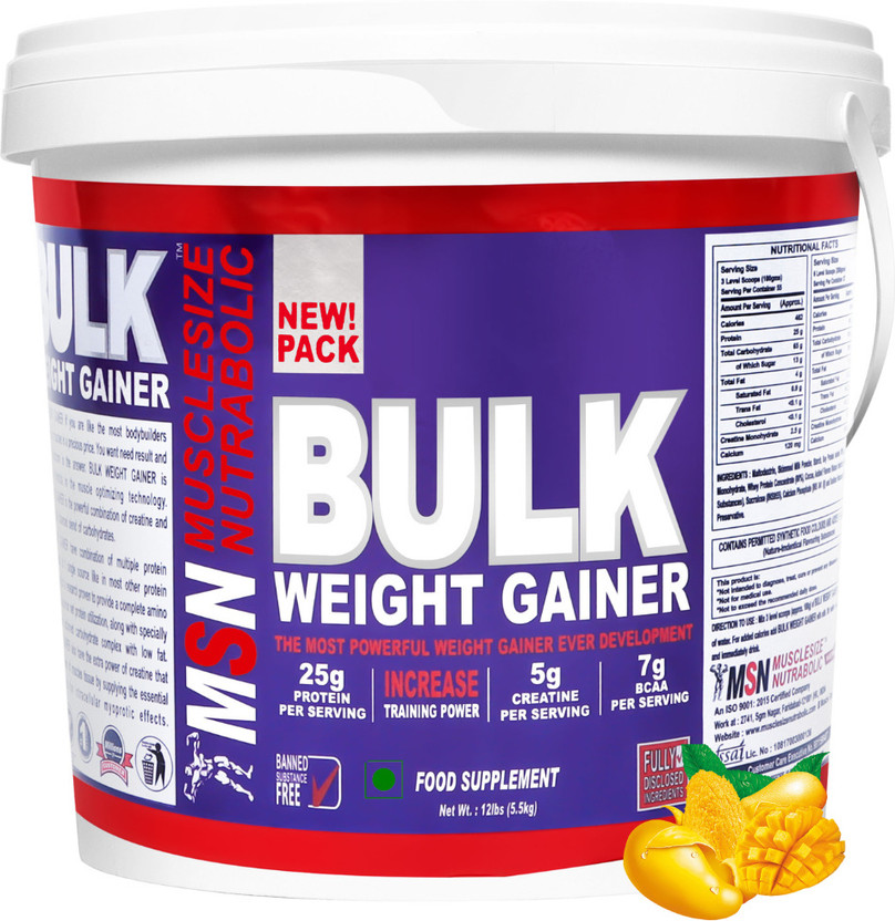 MUSCLE SIZE Bulk Mass Gainer For Bulk Gain 12lbs Weight Gainers/Mass Gainers(5.5 kg, MANGO)