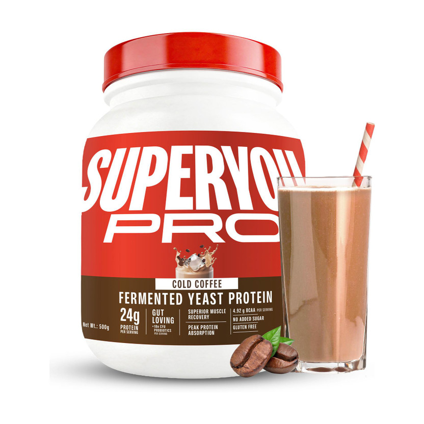 SUPERYOU SUPERYOU Pro Fermented Yeast Protein, 24g Protein, Gut Friendly, Superior Muscle Recovery Plant-Based Protein(500 g, Cold Coffee) - Flipkart Deal