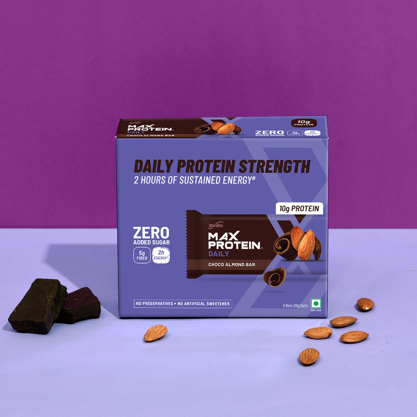 RiteBite Max Protein Daily Choco Almond 10g Protein Bars with 5g Fiber, 0 Added Sugar Protein Bars(300 g, Chocolate Almond)