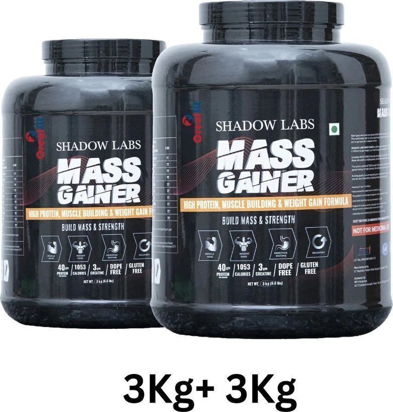 OREALFIT Shadow Labs 100% Authentic for Bulk gaining Weight Gainers/Mass Gainers(6 kg, Chocolate)