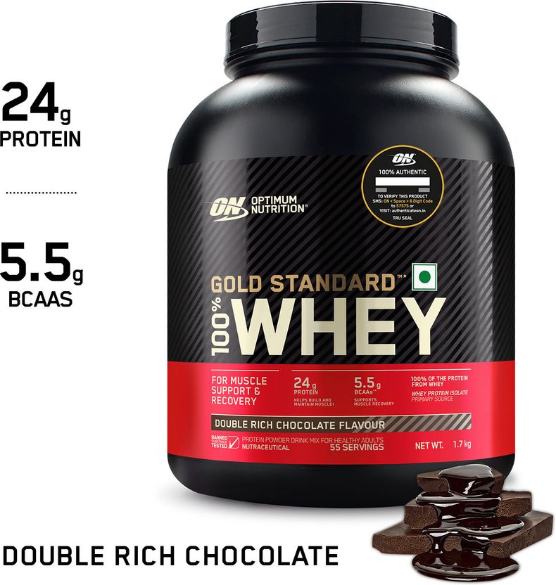 (ON) Gold standard 100% Protein Powder 1.7 Kg + Creatine (100g, Unflavored) Whey Protein 3