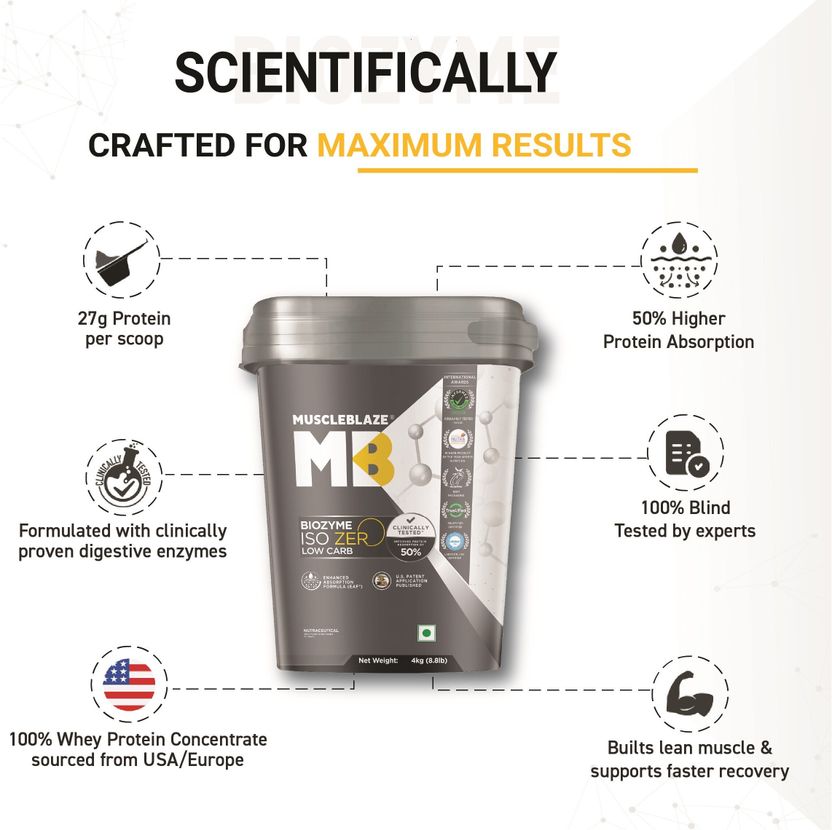 Biozyme Iso-Zero, Low Carb Isolate, 27 g Per Scoop Whey Protein 3