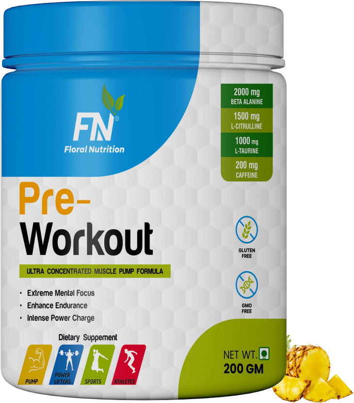 Floral Nutrition Amino Acid Energy Drink for Power, Stamina and Athletics Performance Pre Workout(200 g, Pineapple)