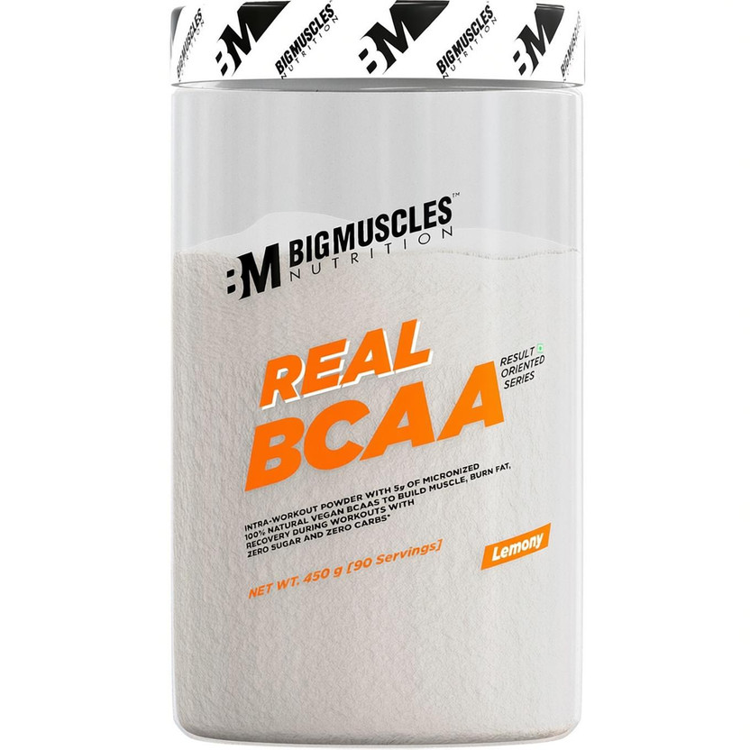 BIGMUSCLES BIGMUSCLES NUTRITION Real BCAA [90 Servings] -100% Micronized Vegan, Muscle Recovery & Endurance BCAA(450 g, Lemony) - Flipkart Deal