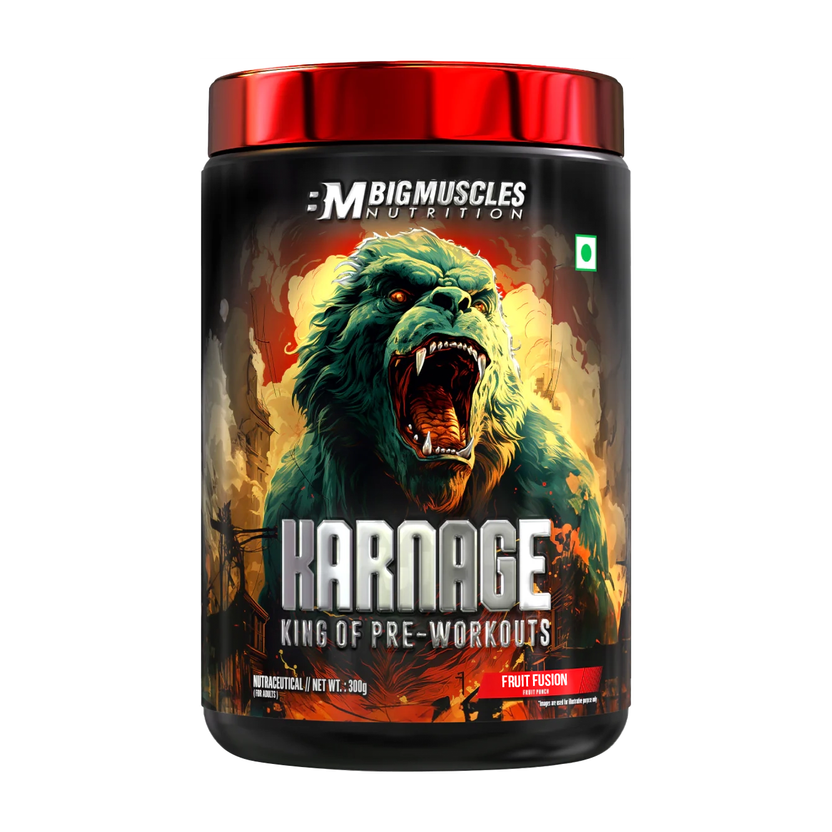 Karnage Preworkout | For Pump, Focus, Energy, Strength & Endurance | 60 Servings Pre Workout