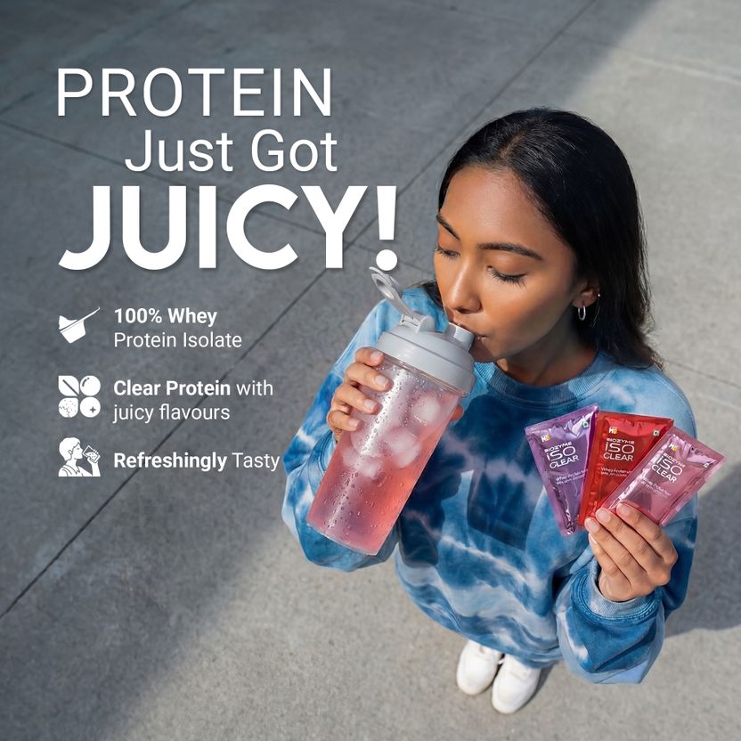 Biozyme Clear Whey Isolate Protein Powder | 15g Protein per Sachet | Travel Pack Whey Protein 4