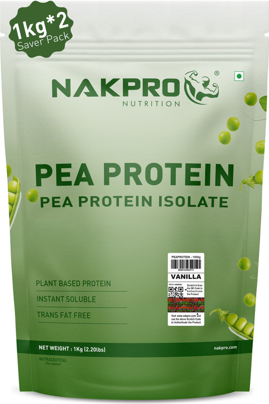 Nakpro 100% Pea Protein Isolate, 26g Protein, Natural Vegan Plant Protein Powder Plant-Based Protein(2 kg, Vanilla)