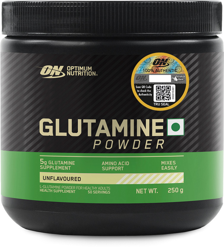 Optimum Nutrition (ON) L-Glutamine Powder, Amino Acid Support & Muscle Recovery, 50 Serves Glutamine(250 g, Unflavored)