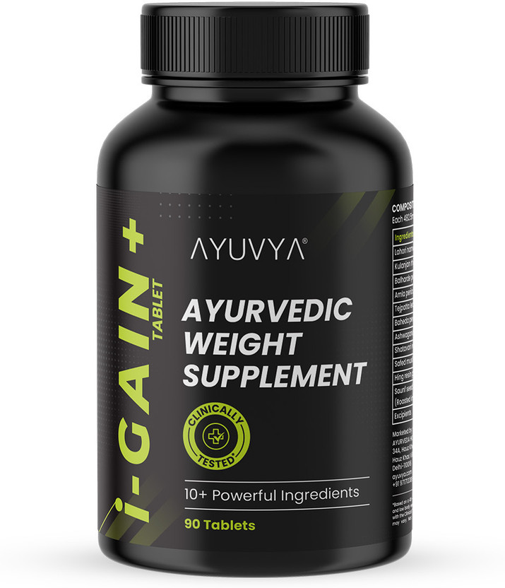 Ayuvya i-GAIN+, Clinically Proven Ayurvedic Weight Gainer Combo Improve Digestion(Pack of 3, 270 Tablets)