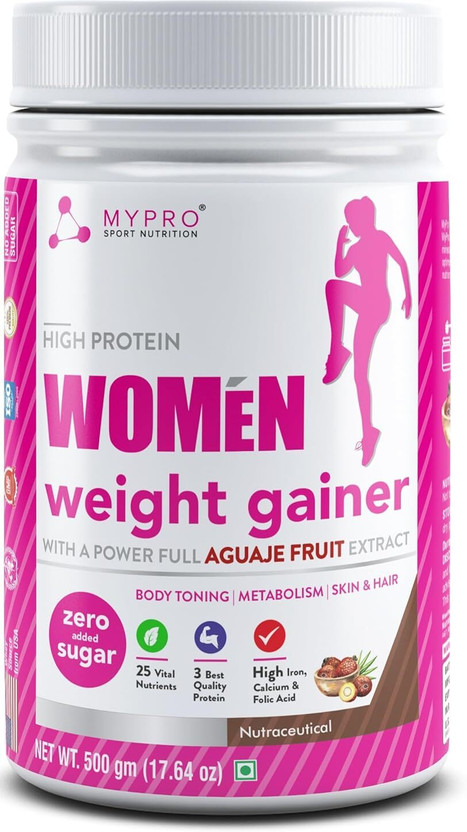 Mypro Sport Nutrition High Protein Women Weight Gainer Full AGUAJE FRUIT 24 Vital Nutrients,3 Protien Weight Gainers/Mass Gainers(500 g, Chocolate)
