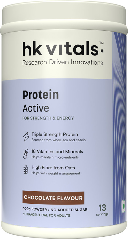 hk vitals Protein Active | All-in-One Triple Blend Protein Powder Whey Protein(400 g, Chocolate)