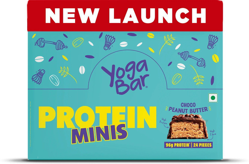 Yogabar Protein Minis 4g Protein|24 Bars|Choco Peanut Butter|Dark Chocolate|Gluten free Protein Bars(24 No, Choco Peanut Butter)
