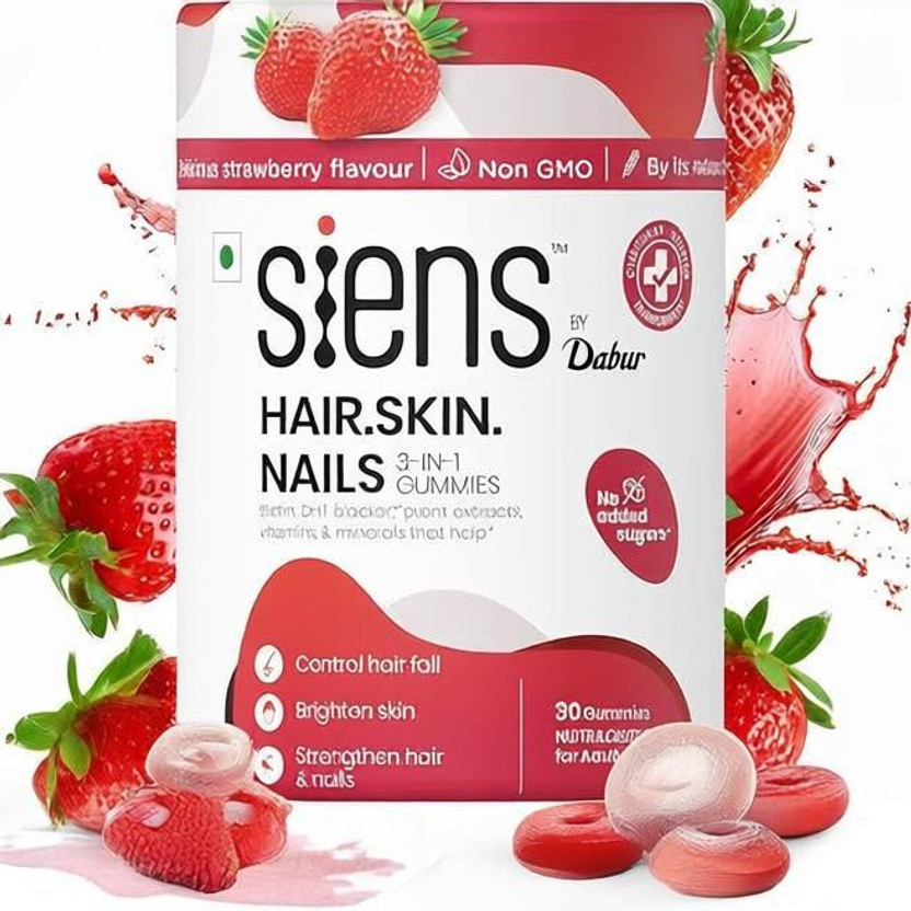 Siens By Dabur 3 in 1 Gummies - 30 pieces | Biotin & Vitamins Induced | For Skin, Hair & Nails(105 g)