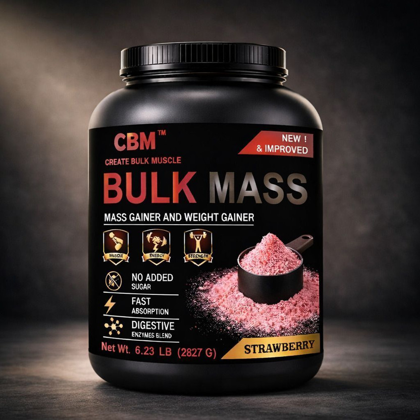 CBM Bulk Mass HardcoreGainer Strawberry Weight Gainers/Mass Gainers(2 pounds, STRAWBERRY)