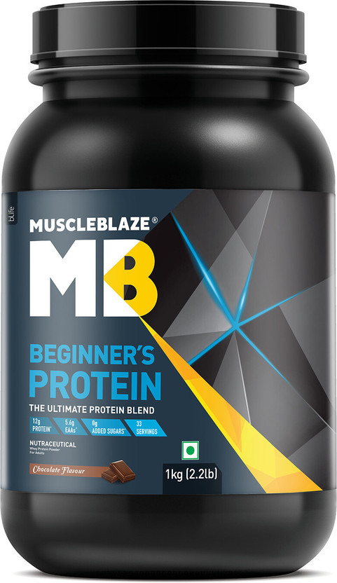 MUSCLEBLAZE Beginner's Whey Protein, No Added Sugar Whey Protein(1 kg, Chocolate)