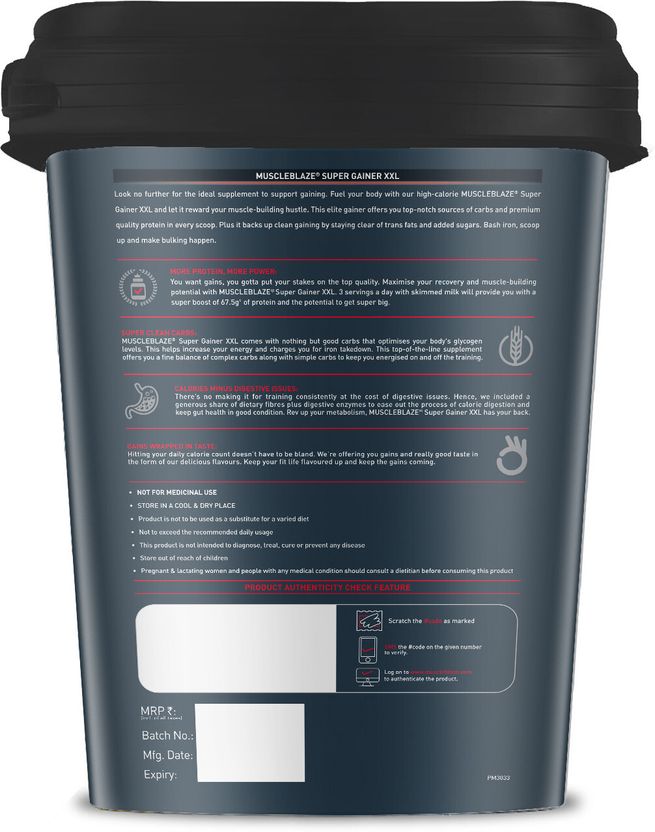 Super Gainer XXL, For Muscle Mass Gain Weight Gainers/Mass Gainers 3