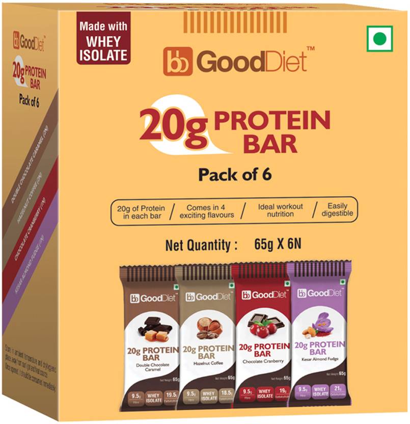 BigBasket GoodDiet Whey Protein Bars Variety, 65 g (Pack Of 6
