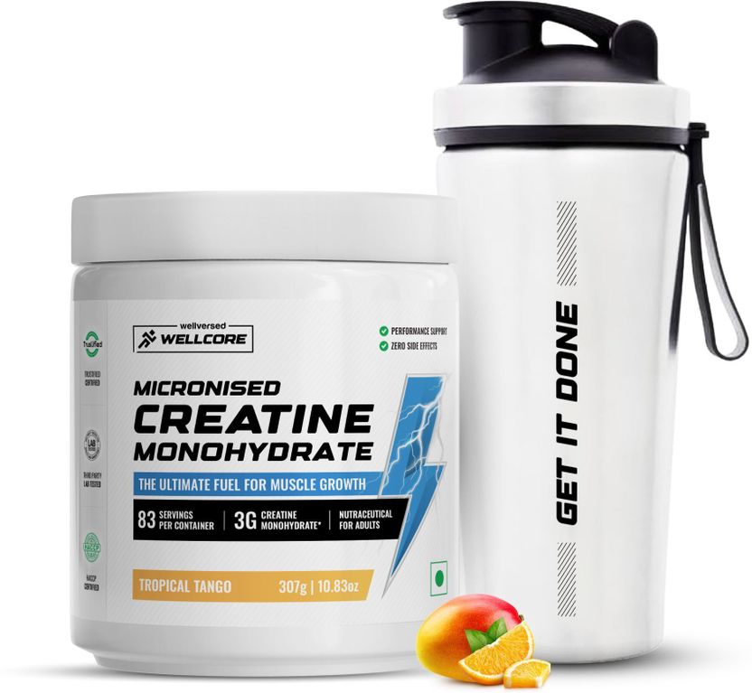 Micronised Creatine Monohydrate + Steel Shaker | Trustified Certified Creatine