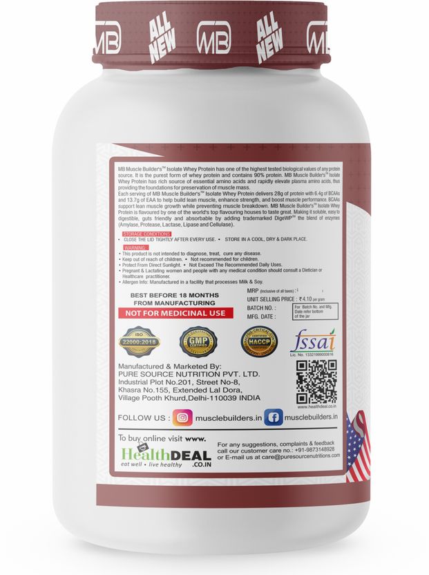 Pure Protein Isolate With High Amino's For Fast Muscle Growth,Recovery &Fat Loss Whey Protein 3