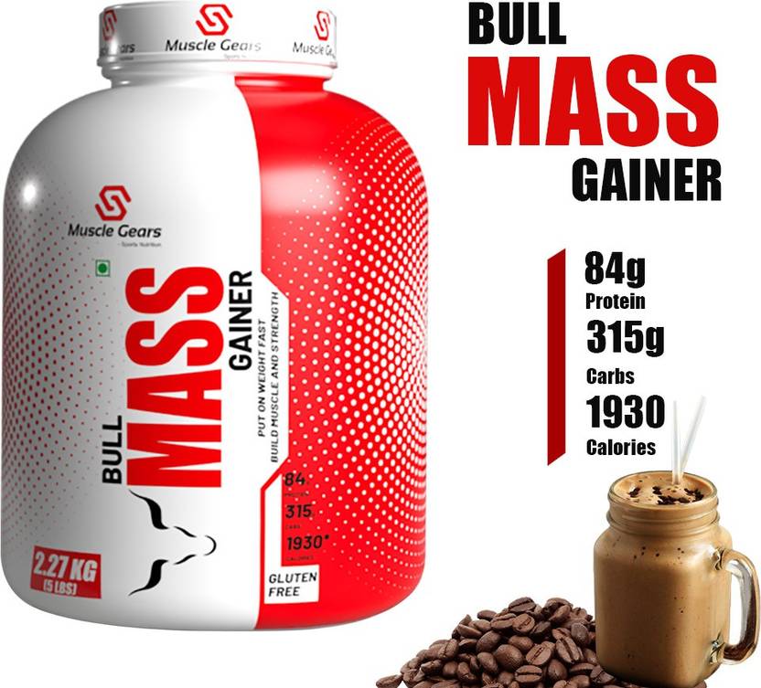 Muscle Gears Bull Mass Gainer 5lbs Coffee Weight Gainers/Mass Gainers