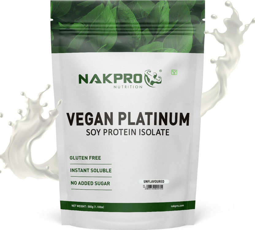 Nakpro Vegan Soy Protein Isolate 90%. Raw, Pure, Natural & Vegetarian Plant Protein Plant-Based Protein(500 g, Unflavoured)