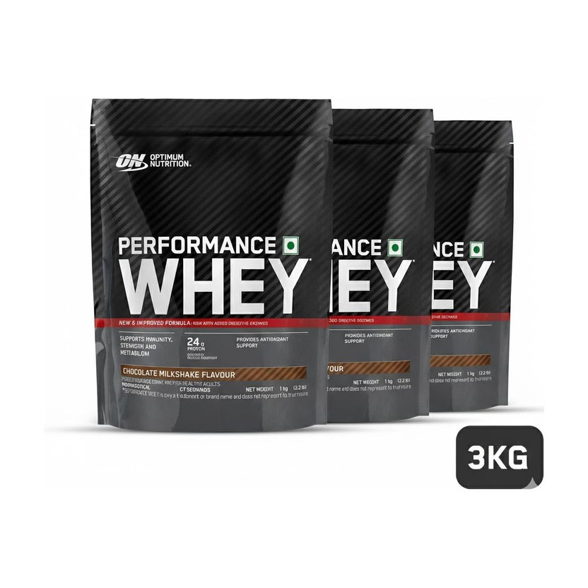 Optimum Nutrition Performance Whey Protein Powder (Pack of 3) Whey Protein(3 kg, Chocolate Milkshake)