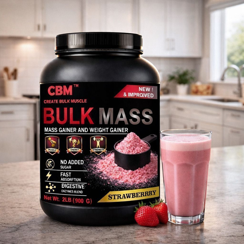 CBM Bulk Mass Protein Strawberry 2lb 907gm Weight Gainers/Mass Gainers(907 g, STRAWBERRY)