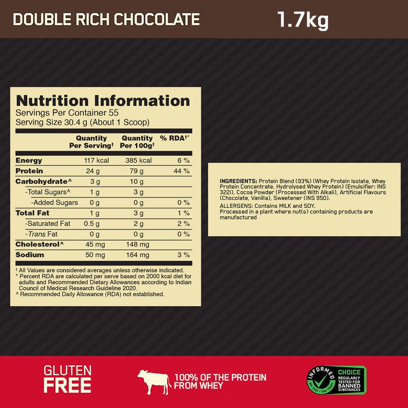 (ON) Gold standard 100% Protein Powder 1.7 Kg + Creatine (100g, Unflavored) Whey Protein 4