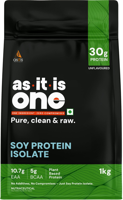 AS-IT-IS Nutrition One Soy Protein Isolate - Plant-Based, Complete Amino Acid Profile Plant-Based Protein(1000 g, unflavored)