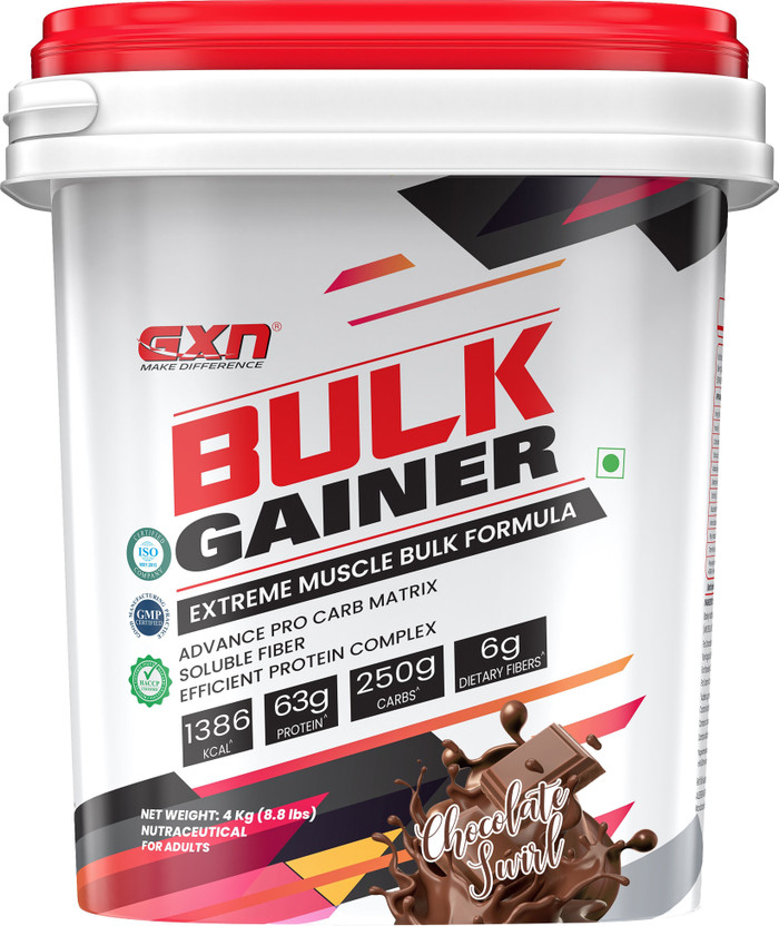 GREENEX NUTRITION Bulk Gainer High Protein and High Carb Supplement Powder | Extreme Bulk Formula Weight Gainers/Mass Gainers(4 kg, Chocolate Swirl)
