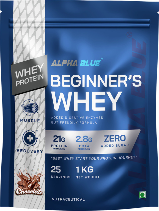 ALPHABLUE ALPHABLUE Beginner's Whey Protein, Chocolate, 21g Protein, with Digestive Enzymes Whey Protein(1 kg, CHOCOLATE) - Flipkart Deal