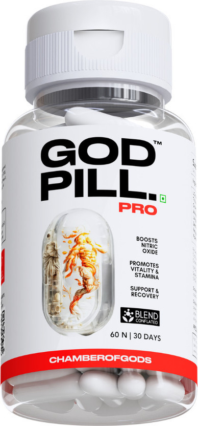 CHAMBEROFGODS Godpill Pro | Ashwagandha, Ginseng, & more Capsules for Men | 60 Capsules Pre Workout(60 Capsules, unflavoured)